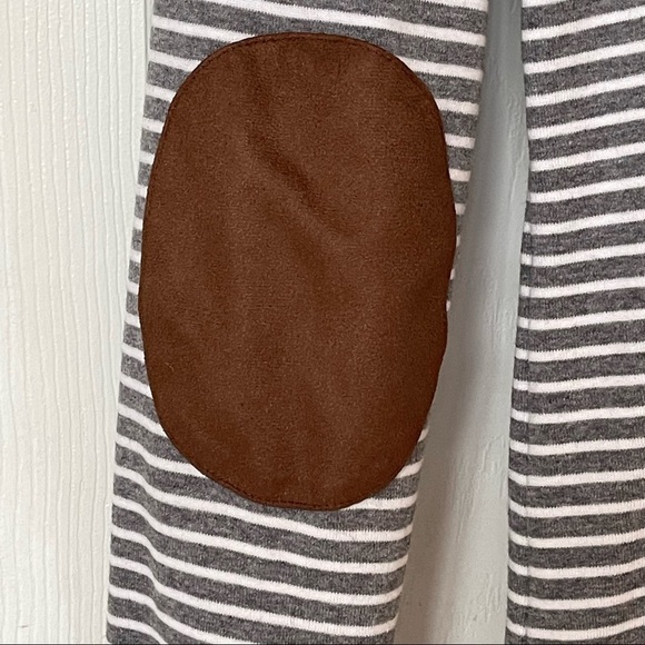 Lauren Ralph Lauren Long Sleeve Stripe Top with Brown Suede Elbow Patches size L - Picture 7 of 10